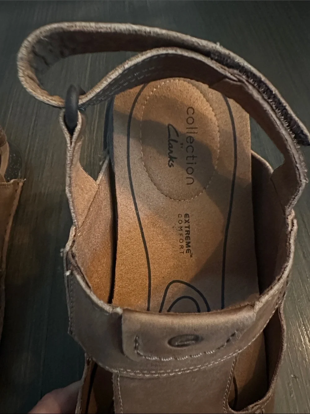 Clarks Men's Collection Tan Leather Dual-Strap Slingback Sandals Size 10